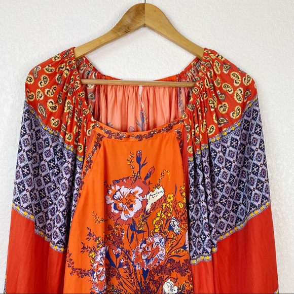 Free People Postiano Printed Blouse in Red - Picture 3 of 8